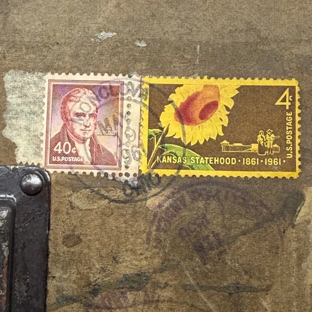 Antique Motion Picture Film Case Shipping Container‎ With Labels Stamps